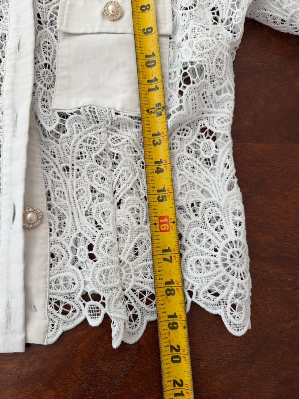 Women's White Lace Button-Up Shirt Jacket - Picture 11 of 11